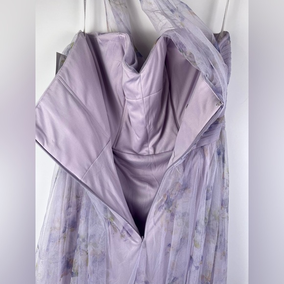 Dessy Collection FLORAL SCARF TIE ONE-SHOULDER TULLE DRESS WITH LONG FULL SKIRT - Picture 9 of 14